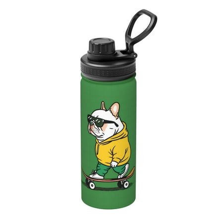 

Goofa Cool Skateboarding Bulldog Print 18oz Sports Insulated Kettle With Straw Water Bottle Sports Water Bottle For Running Hiking Cycling Climbing Mans Womans