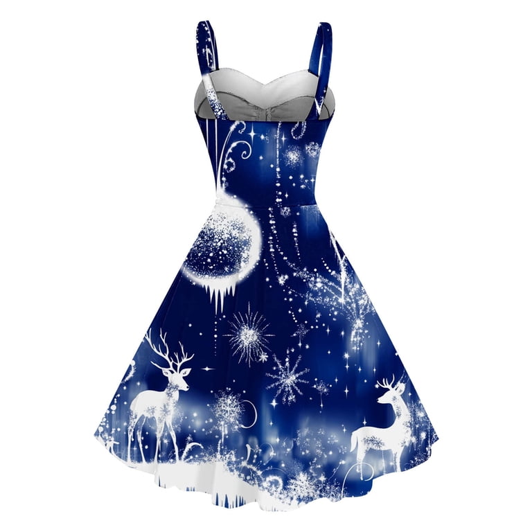 blue snowflake dress women White 1950s Off Shoulder Snowflake Dress