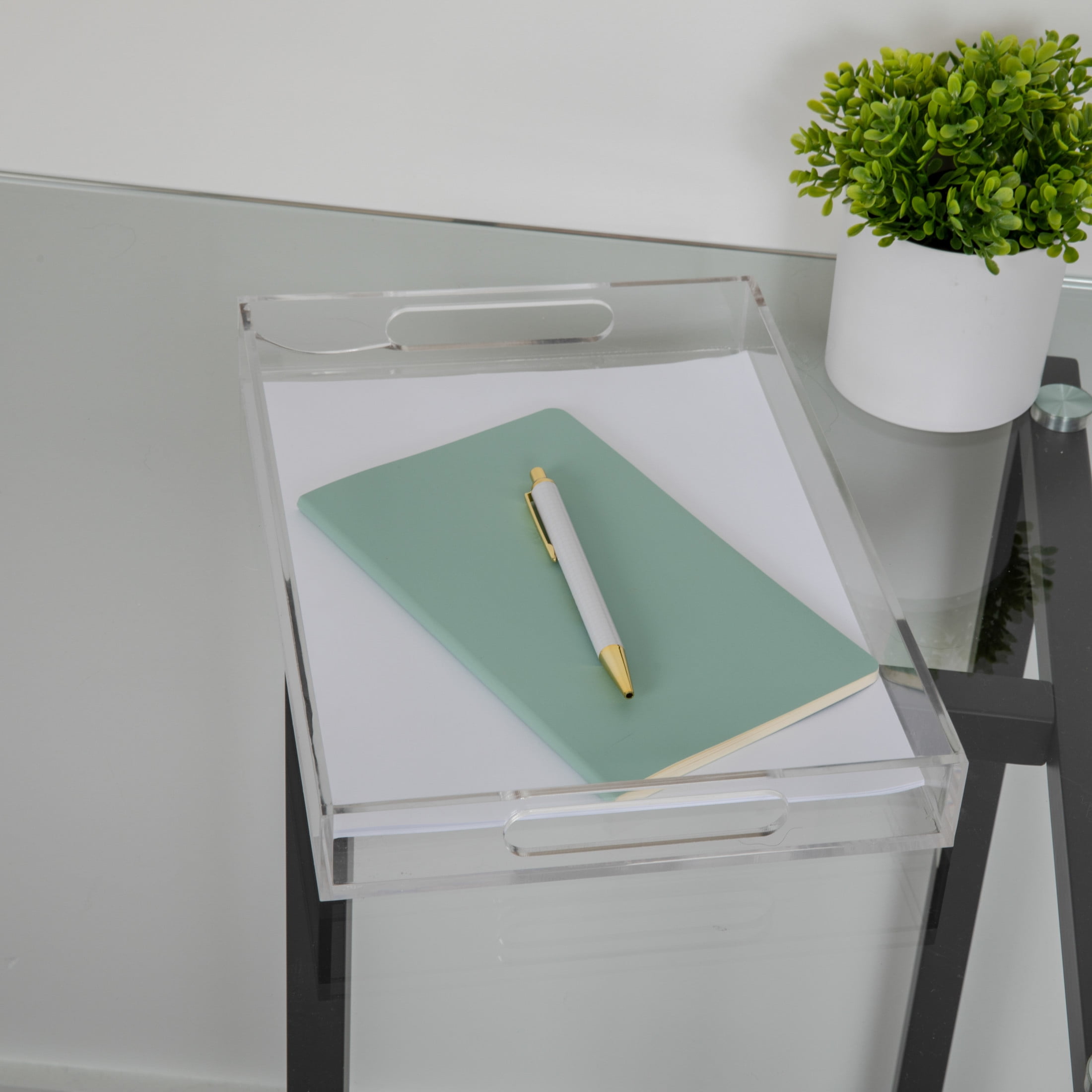 Martha Stewart Brody Acrylic Letter Tray Office Desktop Organizer with Handles, 12.75" x 8.75"