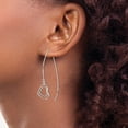 thumbnail image 2 of Diamond2Deal 925 Sterling Silver Rhodium-plated Heart Threader Earrings for Women (L- 2.09 inch, W- 0.6 inch), 2 of 6