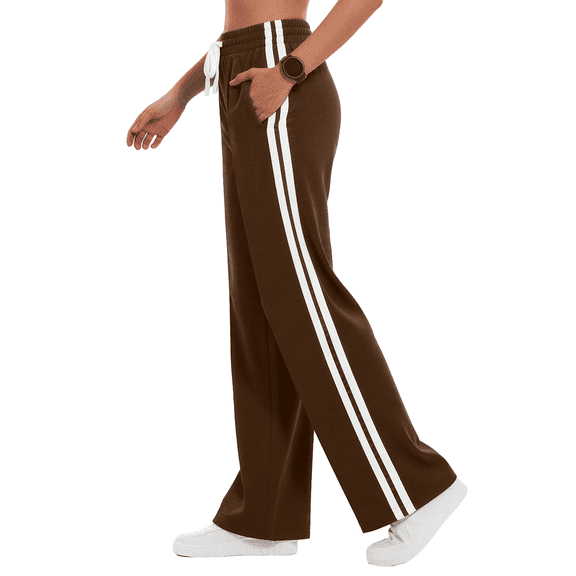Rosvigor Womens Sweatpants Color Block Pants High Waisted Pants with Pockets for Workout Travel Outdoor Lounge