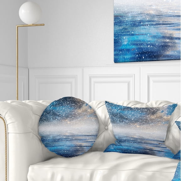 Designart Blue Sky Reflection in the Lake - Skyline Photography Throw Pillow - 12x20
