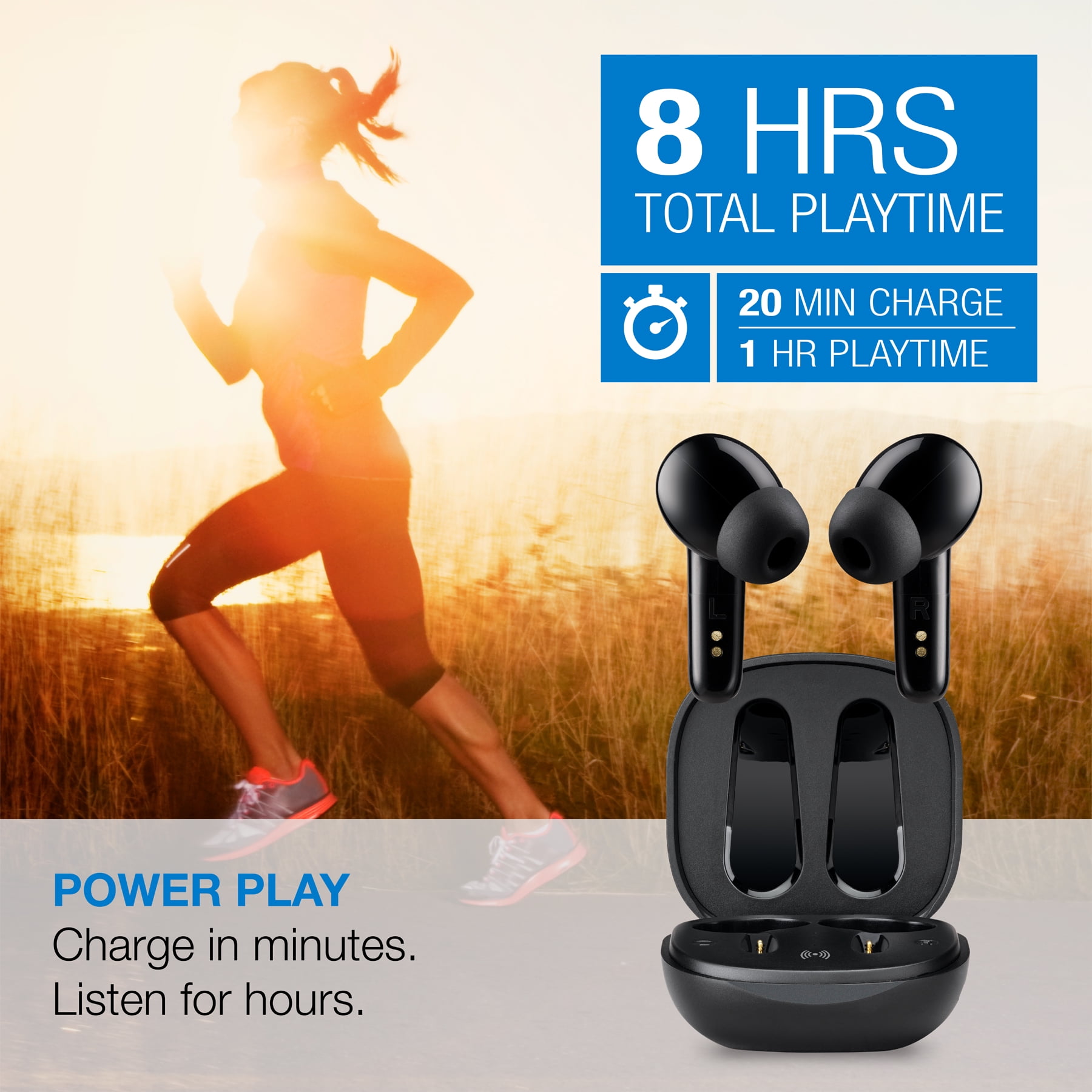 iLive Truly Wireless Active Noise Canceling Earbuds with Charging Case Black IAEBTNQ102B Walmart