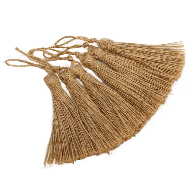 Borlas para manualidades, 6 borlas de yute natural, borlas de yute natural, borlas artesanales, durabilidad extendida