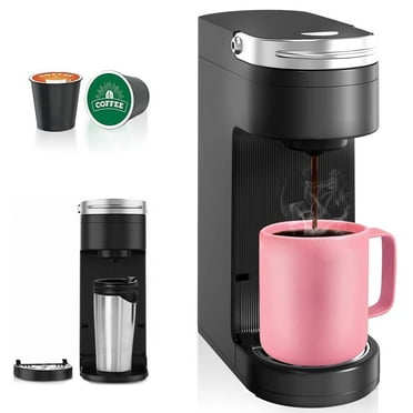 Jonzoogarden 2-in-1 Slim Single Serve Coffee Brewer, Capsule Coffee Maker, One Cup Coffee Maker with 6 to 12oz Brew Sizes, Fits 7.3" Travel Mugs, Reusable Coffee Filter, Pod Coffee Maker Deals