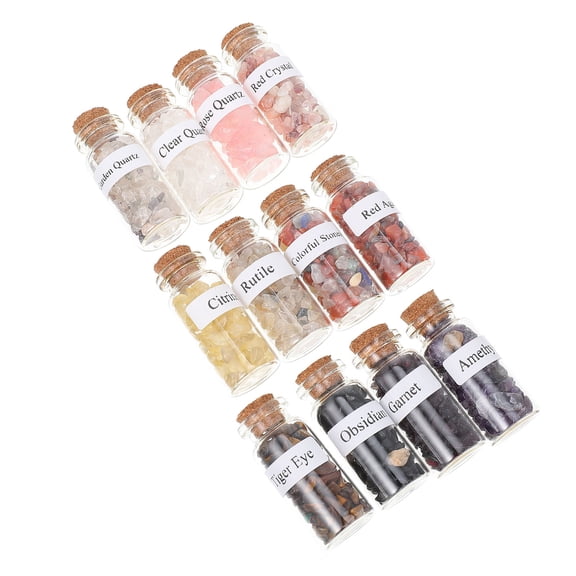USHOBE 12Pcs Assorted Color cate Wishing Bottles with Cork Stopper for Desktop Decoration