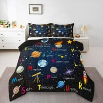Homewish Starry Sky 2pcs Bedding Comforter Set For Preppy Children Kids,Universe Galaxy Twin Comforter Sets,Cosmos Planet Breathable Bedding Set,Breathable Home Decor,Reversible
