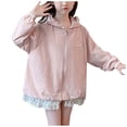 thumbnail image 2 of Vibrex Summer Gradient Color Casual Sun Protection Jacket Medium and Large Children's Thin Jacket Long Sleeve Hooded Top Suitable For Travel, Vacation, Summer Outdoor Activities_Pink_14-15 Years, 2 of 6