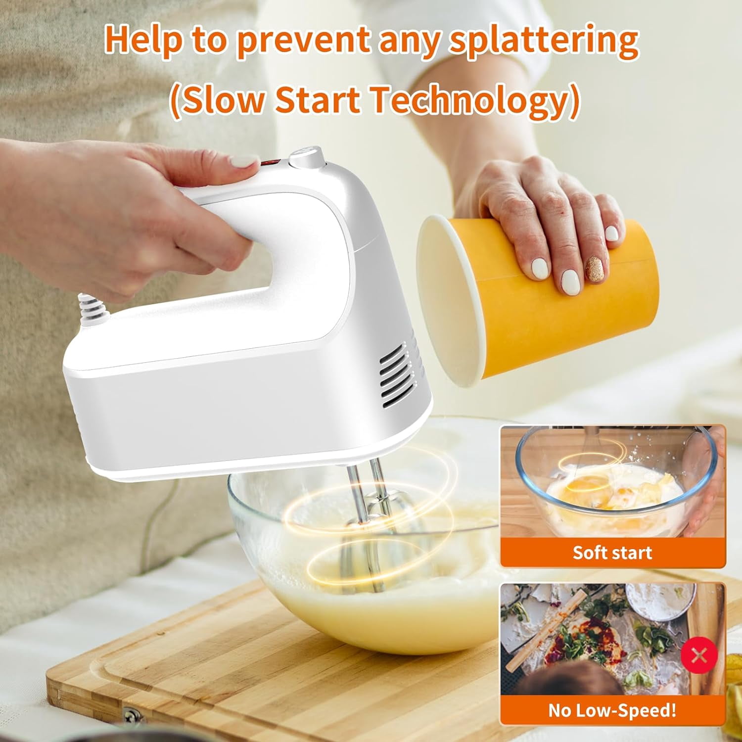 Electric Hand Mixer with Digital Display 9 Speeds 400W Quiet Motor for Baking