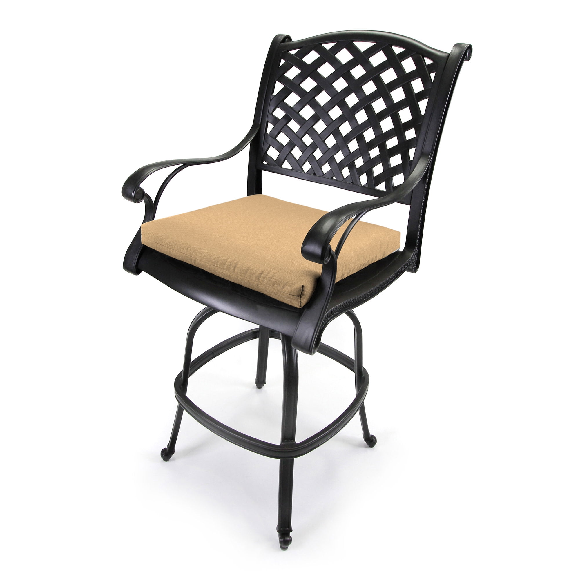 Jordan Manufacturing 17" x 19" Rave Birch Tan Solid Rectangular Outdoor Chair Pad Seat Cushion with Ties (2 Pack)