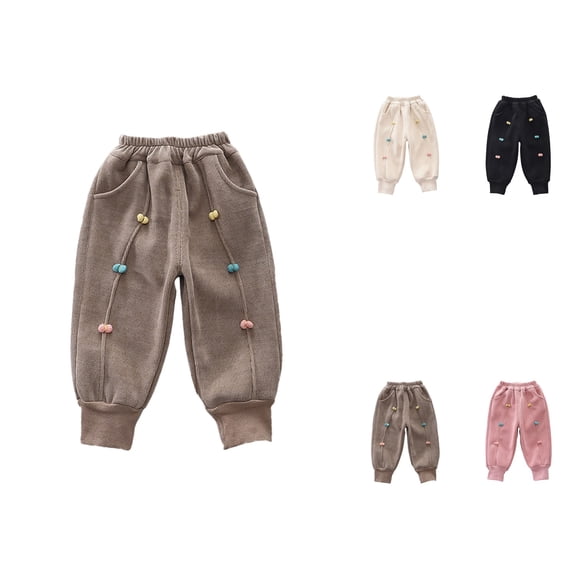 Fleece Lined Sweatpants, 3/4 Pack Toddler and Boys Cotton Kids Jogger Pants with Pockets and Drawstring