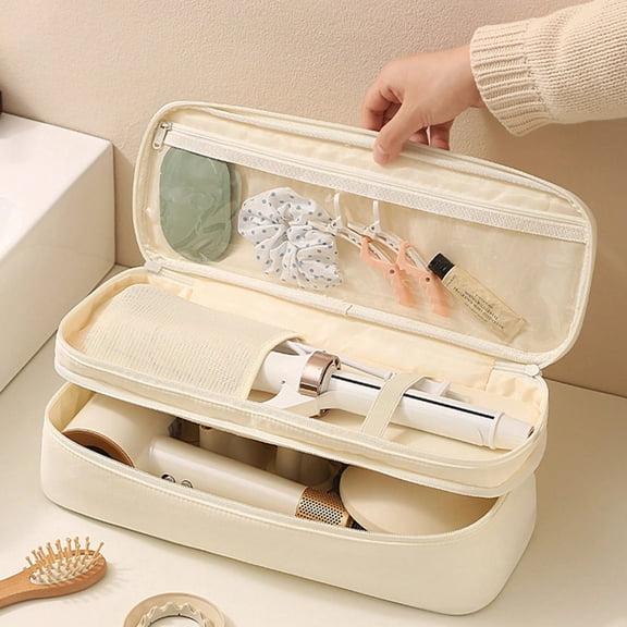 Double-Layer Hair Tool Storage Bag/Case (Suitable for Curling Irons and Hair Dryers) — Great for Home and Travel; Makeup Bag/Cosmetic Organizer