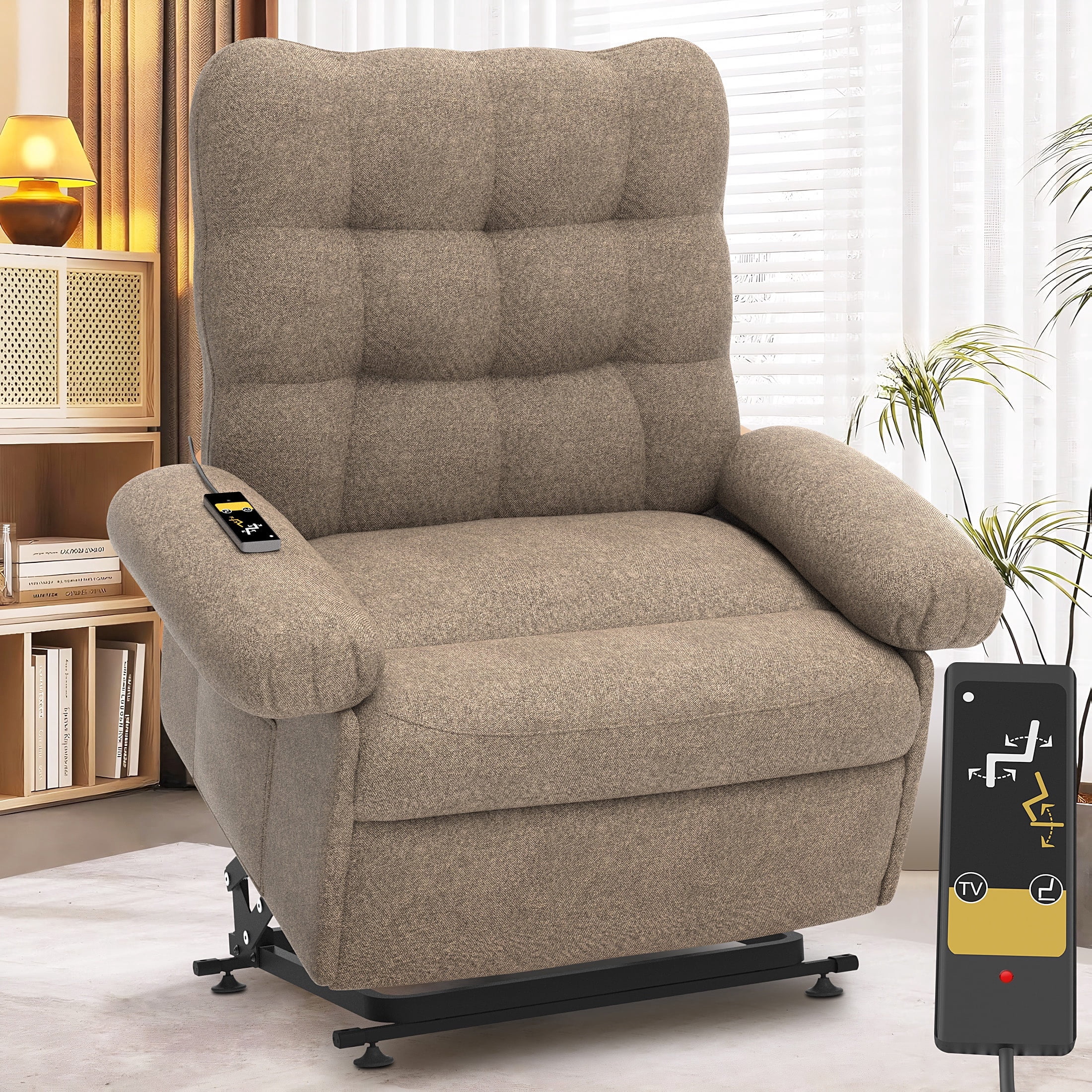 Electric Power Lift Recliner Chair with 3 Independent Motors, UHOMEPRO Easy Stand Assist Recliner for Elderly Adults, Comfortable Living Room Chair, Dark Dark Brown