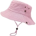 thumbnail image 2 of Unisex Cotton Boonie Hat Summer Outdoor Packable Fishing Bucket Hat Beach Sun Hat with String for Women Men, 2 of 5