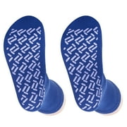 2 Pairs Royal Blue Non Skid Hospital, Yoga, Pilates, Gripper Slipper Socks Men's or Women Mid Calf Size XXL