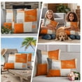 thumbnail image 5 of 2 Pack Outdoor Waterproof Throw Pillow Covers,Gray Orange Color Block Decorative Square Pillow Case Patio Pillowcases for Chair Couch Sofa 16x16in, 5 of 9