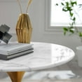thumbnail image 6 of Sofa Side Table, Round, White Gold, Artificial Marble, Metal Steel, Modern Contemporary Mid-Century, Living Lounge Cafe Room Hotel Lobby Hospitality, 6 of 6