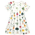 thumbnail image 2 of FORMRS Girls Short Sleeve Dress Summer Casual Round Neck A-line Beach Sundress, Sizes 2T-8T, Beige Vegetables Pattern, 2 of 8