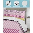 thumbnail image 4 of Quilts Twin XL Size, Colorful Stripe Soft Comforter Bedding Set for Bed, Modern Pink Purple Yellow Vertical Striped Lightweight Quilted Bedspread with Pillow Cover(2 Pieces), 68x98 Inch, 4 of 6