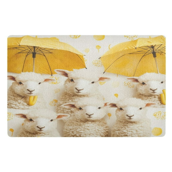 BZSMCE Floor Mats 32x20in Cute Sheeps Holding Yellow Creativity Doormats