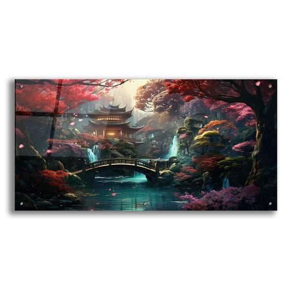 Epic Art 'Japanese Zen Forest' by Cameron Gray, Acrylic Glass Wall Art, 48"x24"