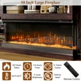 thumbnail image 4 of ChVans 3-Sided Glass 81" Fireplace TV Stand for TVs up to 90", Farmhouse Entertainment Center TV Console Table with 50" Electric Fireplace & LED Lights, TV Stand with Fireplace 3D, Brown, 4 of 9