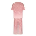 thumbnail image 3 of cfhntfmh Pajama Sets for Women Fashion Print 2 Piece Outfits Short Sleeve Loungewear T-Shirts Sleepwear Capri Pants, 3 of 4
