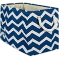 thumbnail image 1 of Panier de Rangement Pliable en Polyester, Grand/18 Pouces x 12 Pouces x 15 Pouces, Chevron Marine, 1 of 8
