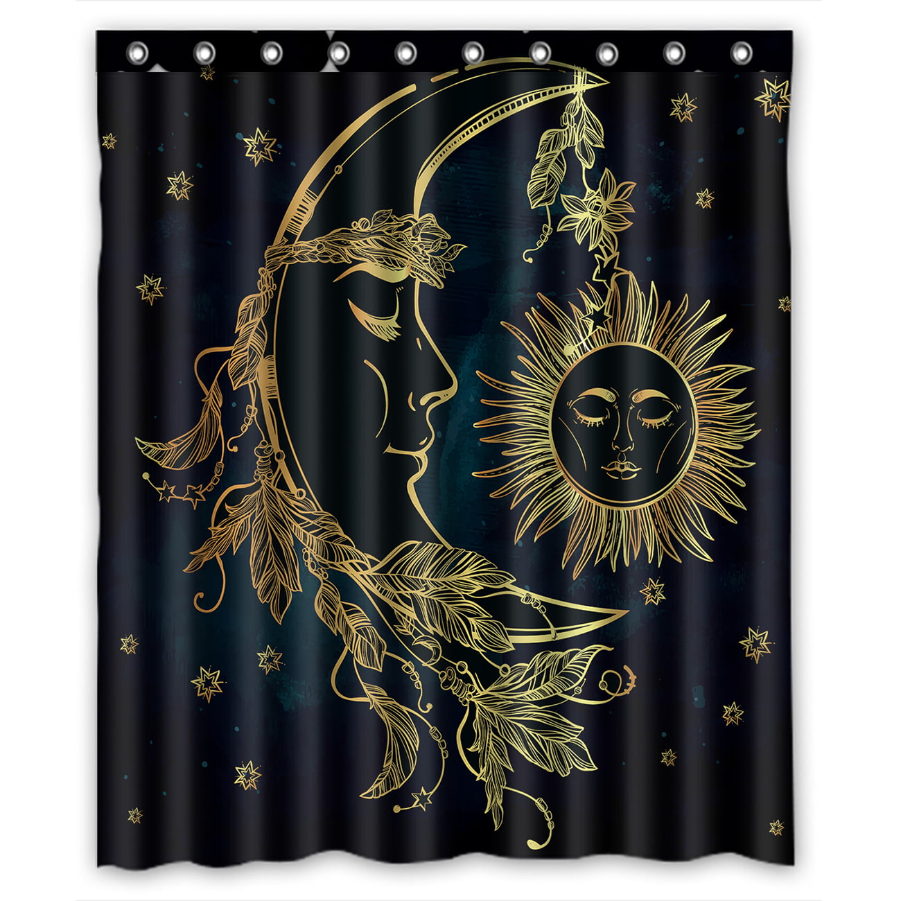 72/79" Waterproof Fabric Shower Curtain Set Starry Sky Painting a Tiger Pattern 