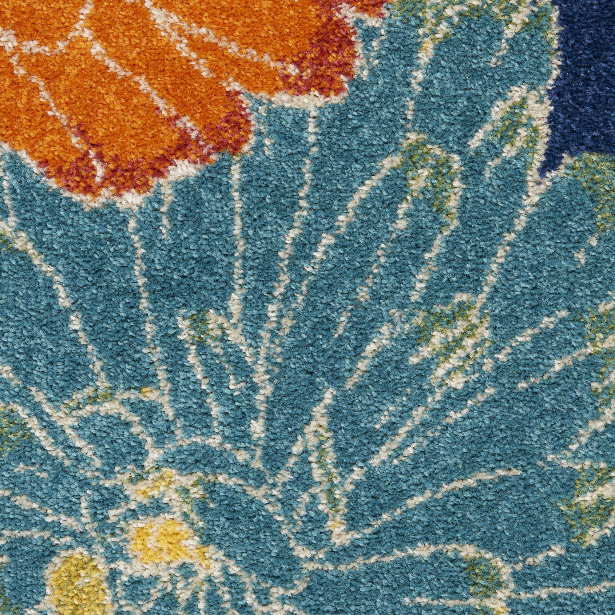 Nourison Allur Modern Floral Navy Multicolor 4' x 6' Area Rug, (4' x 6')