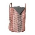 thumbnail image 1 of Abstract Laundry Bag, Vivid Toned Vertical Lines with Parallel Horizontal Stripes and Dots, Basket with Handles Drawstring Closure for Laundromats, 13" x 19", Coral Dried Rose Rust, by Ambesonne, 1 of 4
