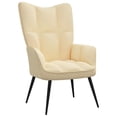 thumbnail image 2 of vidaXL Relaxing Chair with a Stool Cream White Velvet, 2 of 7
