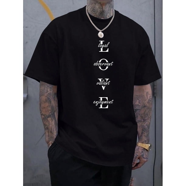 Men's Vintage-Inspired Fashion T-Shirt with Geometric Lettering, Regular Fit, Crew Neck, Short Sleeve, Weekend Casual - Summer Sports Tee with Slight Stretch Tee For Adult, Men, Women, Teen, Teenager