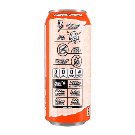 GHOST® ENERGY ZERO SUGARS ENERGY DRINK, PEACHES, 200MG NATURAL CAFFEINE, 16 FL OZ CAN