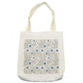 thumbnail image 1 of Floral Tote Bag, Ornamental Hand Drawn Flowers and Leaves Blue Dots Doodle Pattern Abstract Art, Cloth Linen Reusable Bag for Shopping Books Beach and More, 16.5" X 14", Cream, by Ambesonne, 1 of 2