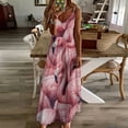 thumbnail image 4 of Pink Flamingos Crowded Together Closely Sleeveless Suspender Dress Summer Fashion Casual Long Dress, 4 of 9
