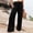 Black, variant on Womens Linen Pants Summer Smocked High Waisted Wide Leg Pants Ruffle Hem Palazzo Pant Boho Flowy Beach Trousers Green S