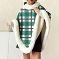 thumbnail image 2 of QQAMB Women's Shawl Furry Warm Cape Coat Pullover Poncho Fluffy Fur-Collar Shawl Wrap Plaid Printed Fall Winter Outdoor/Indoor Cloak, 2 of 6