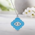 thumbnail image 3 of Cubic Zirconia Evil Eye Enamel Quatrefoil Necklace in Sterling Silver, 3 of 5