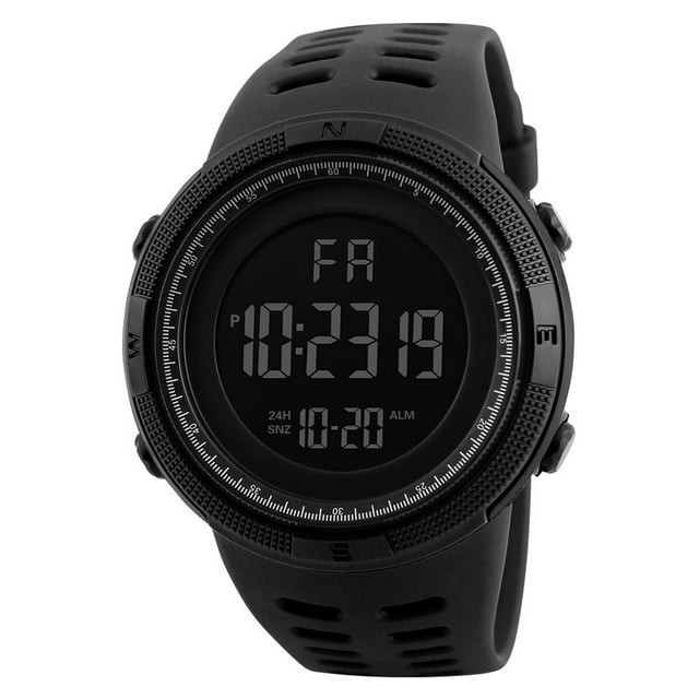 Reloj electrónico deportivo con pantalla negra y esfera grande para hombres adultos, reloj multifuncional resistente al agua y luminoso para estudiantes