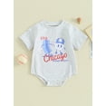 thumbnail image 2 of Argulvti Infant Baby Boy Girls Summer Romper Cartoon Letter Print Short Sleeve Casual Jumpsuit, 2 of 8