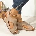 thumbnail image 5 of HTHLVMD Strap Sandals for Women, Plus Size Women's Hook & Loop Sandals - Platform Beach Wedges With Breathable Cut-Out Design & Non-Slip Stitched Seams, Wide Width Orthopedic Summer Shoes, Beige 5, 5 of 6
