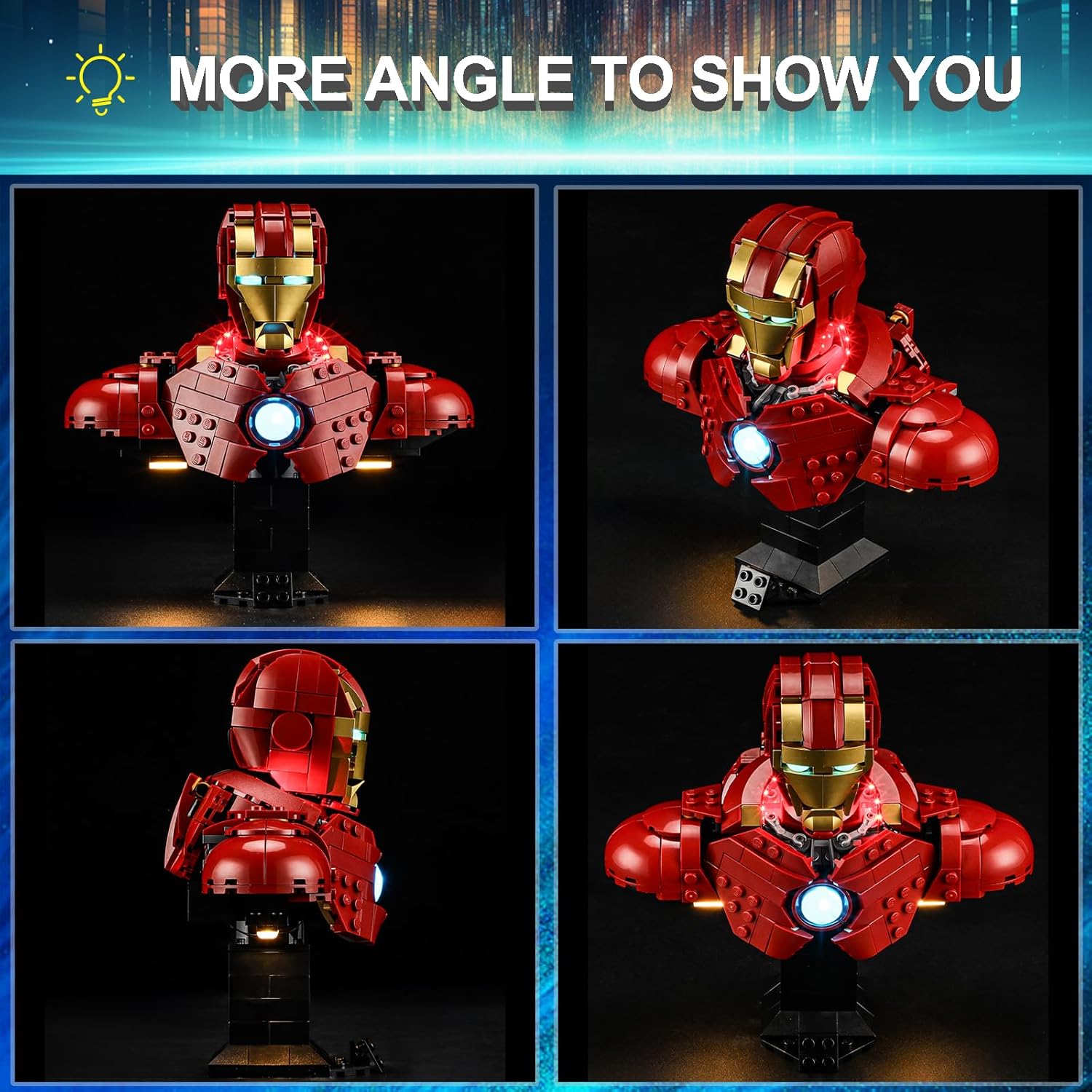 LED Light Kit for Lego 76327 Iron Man MK4 Bust, Compatible with Lego 76327 Building Blocks Model(Not Include Blocks Set)
