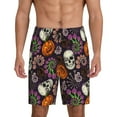 thumbnail image 1 of Balery Halloween With Skull Pantalones cortos de pijama de punto de algodón para hombre con cinturilla y bolsillos-Large, 1 of 6