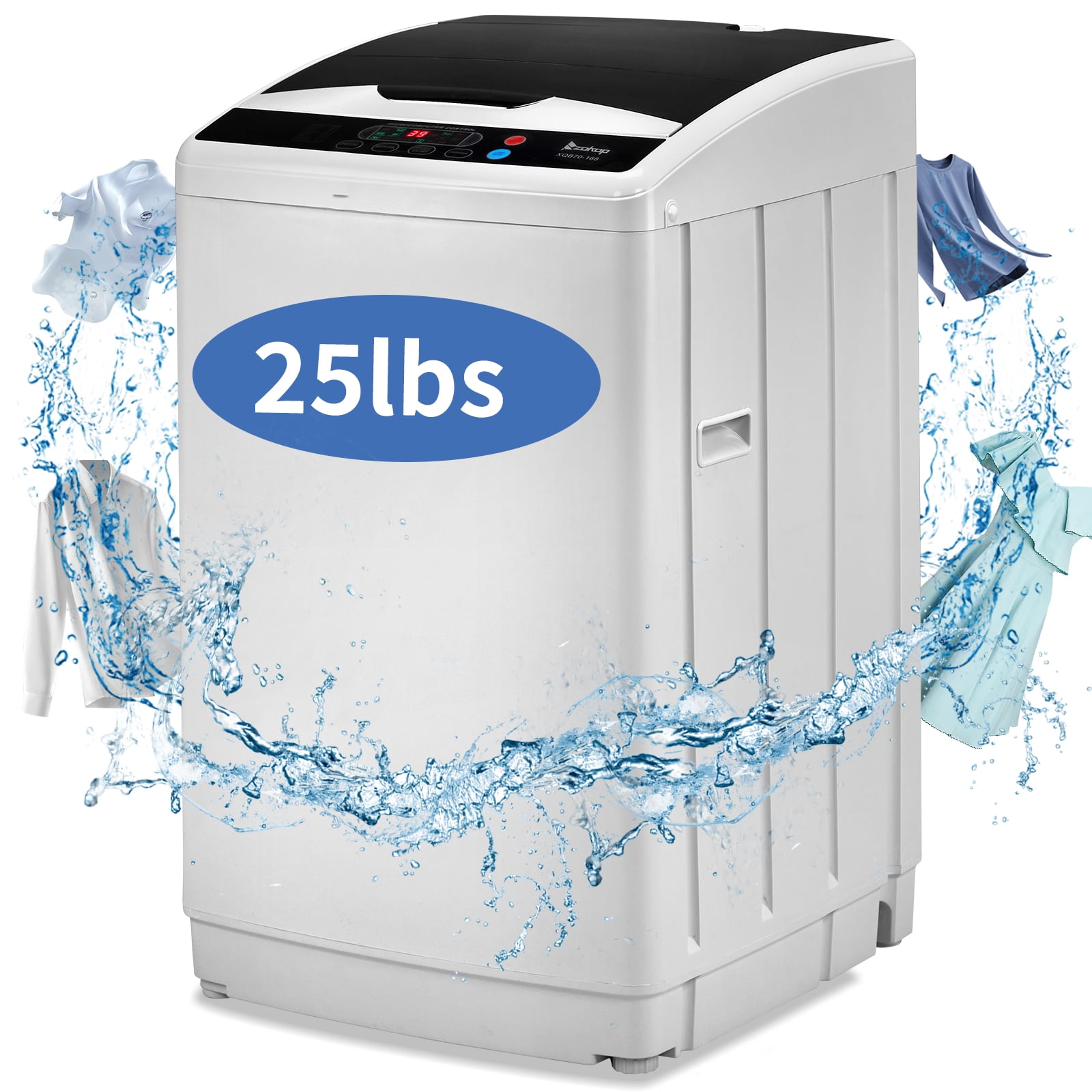 Ktaxon 25LBS Full Automatic Washing Machine and 1.6CuFt Portable Clothes Dryer Set, Compact Laundry Washer and Dryer Combo Set with Stainless Steel Inner Tub, for Apartment, Dorms, Home