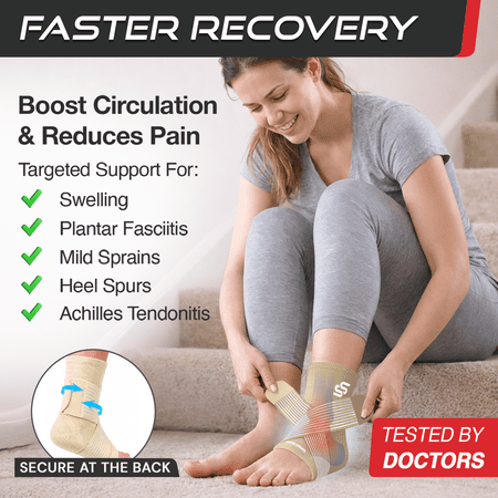 Sleeve Stars Ankle Brace for Sprained Ankle, Ankle Support for Women & Men, Single, Beige, Small