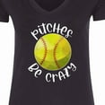 thumbnail image 4 of Inktastic Pitches Be Crazy Softball Humor Women's V-Neck T-Shirt, 4 of 5