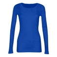 thumbnail image 5 of Mohiass Womens Long Sleeve Stretch Crewneck Ribbed T-Shirt Slim Fit Casual Basic Tops Blue XL, 5 of 8