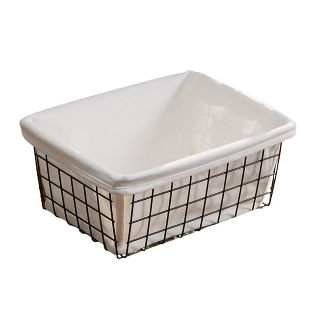 PENGXIANG 1Pcs Storage Basket Multifunctional Large Capacity Japanese Style Wrought Iron Desk Sundries Container for Bedroom