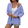 thumbnail image 5 of Fantaslook Womens 3/4 Sleeve Button Down Shirts V Neck Roll Up Sleeve Tops Cotton Linen Casual Summer Blouses Shirts, 5 of 11